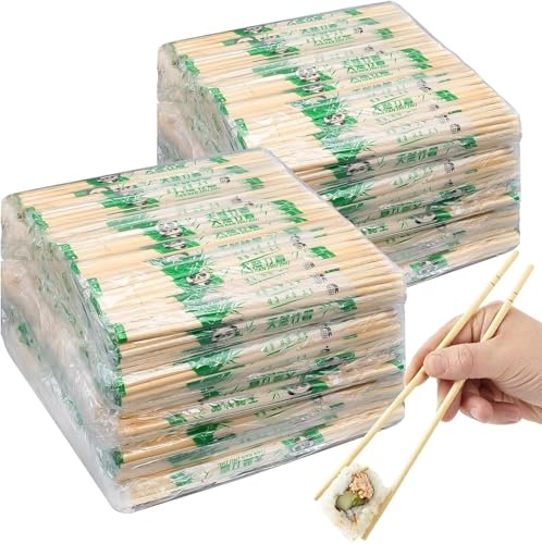 1000 Pairs Disposable Chopsticks, Bamboo Chopsticks Individually Wrapped | Bulk Chopsticks for Sushi, Noodles and Chinese Cuisine, Separated Pairs for Restaurants, Takeaways, Parties and Events