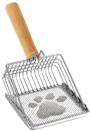 Streuschaufel – Metall-Kotschaufel, Sieb, Katzenstreuschaufel, Edelstahl, antihaftbeschichtet, strapazierfähig, Sieb, Kotheber für Kätzchen, Haustiere, kleine Rassen