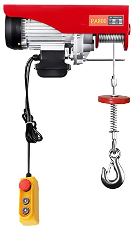 Elektrische Seilwinde, 1450 W, Überlastung Elektrischer Flaschenzug, Motorwinde mit Kabelfernbedienung Lastenaufzug, einfache und doppelte Aufhängung, 400 kg/800 kg, Seilhebezug Kettenzug