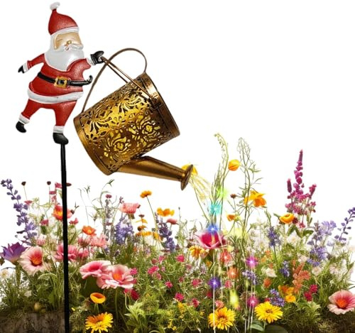 Générique Lanterne Solaire Exterieur Arrosoir Decoration Noel - 22x17x10,5 Cm Bouilloire Solaire Père Noël Lumineuse | Lanterne Extérieure Étanche Pour Jardin, Terrasse, Cour,