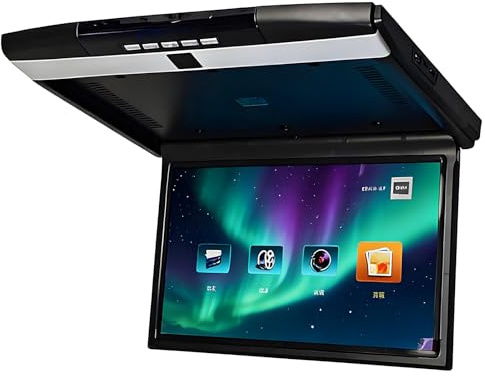 HuanSebesity 17,3-Zoll Klappmonitor für Auto,1080p HD-Tft-Bildschirm,Automonitor HD-LCD-Bildschirm,Mp5-Videoplayer Mit Autodachmontage,Fm,Ir,HDMI,Grau,Kompakt & Leicht‌ Black
