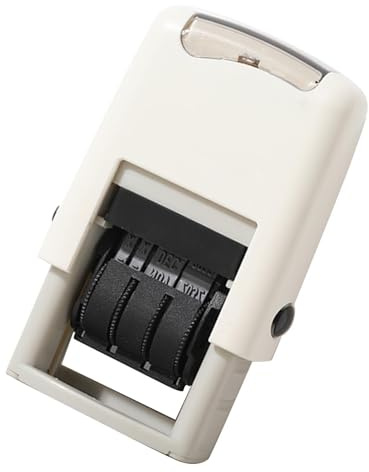 Spacnana Selbstfärbender Datumsstempel, Klare Abdrücke, ABS-Material, Englischer Datumsstempel mit Empfang, für Offizielle Dokumente, Scrapbooking, Kartenherstellung, Beschriftungspaket (WHITE)