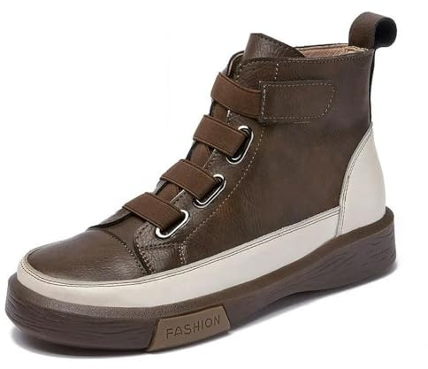 QXDZSW Damskor sneakers platta päls kvinnor stövlar vinter retro vår ankelstövlar för kvinnor, Brun ingen päls, 42.5 EU