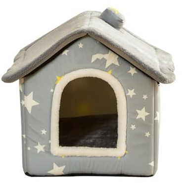 Söt kattgrotta – tvättbar kattungesäng | 40 x 35 x 32 cm katttält med halkfri basbotten, mjuk bomullstyg husdjurssäng, husdjursskydd sovhus, grottkudde för inomhusdjurvila