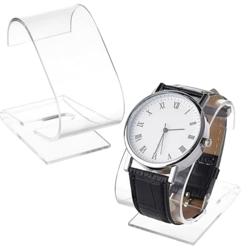 EVBOTGEE 2 Stück transparenter Acryl Uhrenständer, 7x6x3.5 cm Uhrenhalter zur Präsentation, stabiler Einzeluhrenhalter für Armbanduhren, ideal für Männer Frauen zuhause oder im Geschäft