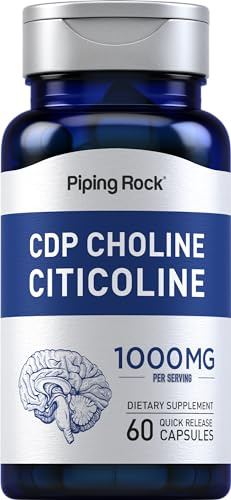 Piping Rock CDP Choline Citicoline 1000mg | 60 Quick Release Capsules | for Men and Women | Non-GMO, Gluten Free Dietary Supplement