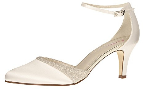 Rainbow Club Chaussures de mariée Lisan - Escarpins, Coloris Ivoire/crème, avec Bord Scintillant, Satin, rembourrées et Confortables - T. 36 EU (3 UK)