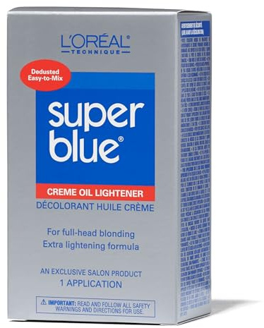 L'Oreal Technique Super Blue Lightener Kit - Hair Bleach, Removes Natural or Artificial Pigments, Easy and Smooth Application