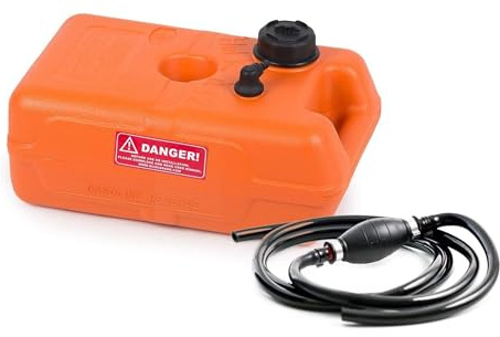 wellenshop Benzintank Boot 12 Liter mit 1,5-L-Reservetank – Komplettset mit Pumpball & 2,15-m-Benzinschlauch – HDPE Kraftstofftank Außenborder, kompakt & tragbar, Schnellkupplung