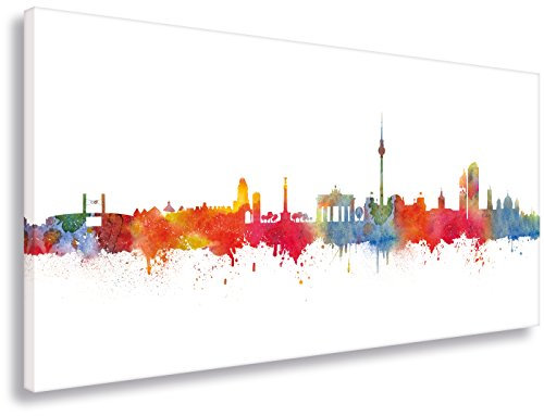 Kunstbruder Berliner Skyline - Weiss 60x120cm - by Stadt Berlin Kunstdruck 2cm (div. Varianten/Größen)- Leinwandbild Wandbild/fertig aufgespannt/fertig zum aufhängen