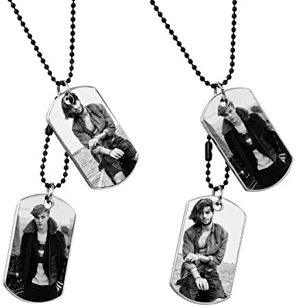 JewelryWe Schmuck 2pcs Herren Halskette mit persönlicher FOTOGRAVUR | Bild & Text Wunsch-Gravur, 2 Militärischen Erkennungsmarken Armee Stil Dog Tag Anhänger mit 70cm Kette, Weiß Schwarz