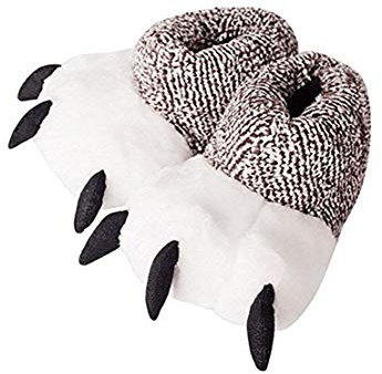 YILANLAN Hombres Mujeres Zapatillas cálidas zapatillas de pata Zapatillas de pies de monstruo animal Zapatillas de peluche de garra de oso