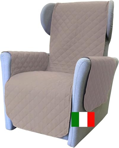 Moonange Copripoltrona 1 posto con Braccioli Seduta 55 cm Impermeabile per Poltrona Antiscivolo Antimacchia Reversibile Antigraffio Antipelo Tortora