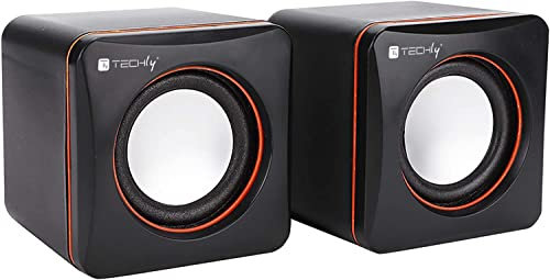Techly 363241 Set Altoparlanti Multimediali per Notebook e PC USB 2.0 e Jack 3,5 mm Nero