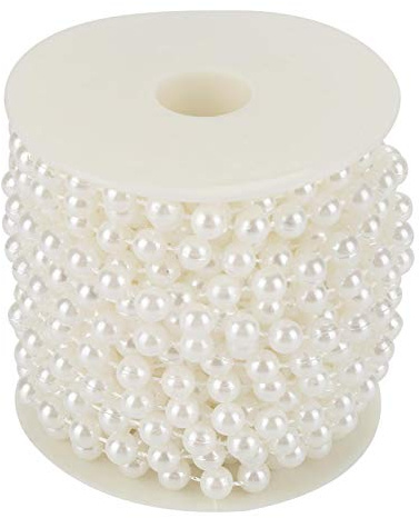 Mutuer Pearl Beads String Chain Garland, 10m/roll Grinding Pearl Wire Beads Garland String DIY Wedding Decoration for Party Home Decoration 8mm (White)