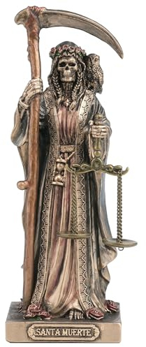 Veronese Design 4 1/4 Santa Muerte Holding Scythe and Scale Polystone Hand Painted Bronze Collectible Figurine Home Decor