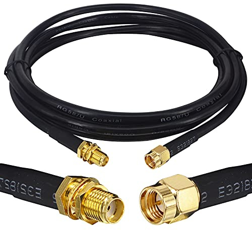 Boobrie Cable Coaxial SMA 2M RG58 Mejorado de Antena WiFi - Alargador 3G 4G LTE de Baja Pérdida para Enrutador LAN Inalámbrico GPS (No para TV)