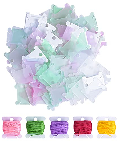 Joyan Stickgarn Aufbewahrung 120 Stück Plastik Stickgarn Spulen Stickgarn Karten Kreuzstich Veranstalter Floss Spulen Karte für Handwerk DIY Stickerei Nähen Nähgarnaufbewahrung (5 Farben)