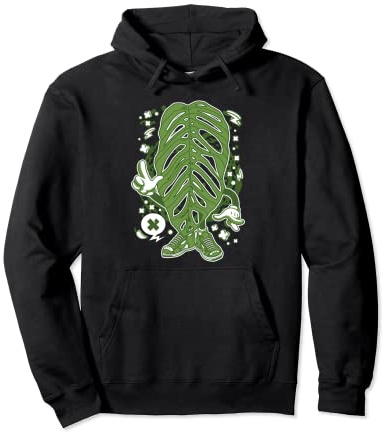 Monstera Esqueleto Adansonii cartoon Botany Botanist Garden Pullover Hoodie