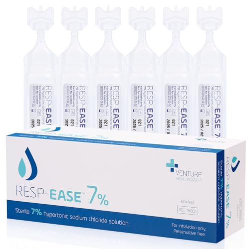 Resp-Ease 7% Sterile Hypertonic Saline Solution for Inhalation via Nebuliser - Helps Clear Airways and Congestion from Lungs - 60 x 4ml Vials - Strong Nebuliser Saline Solution