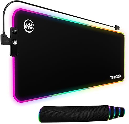 Tappetino Mouse Gaming RGB XXL – Base LED Grande Da Scrivania 80×30 cm Con 12 Modalità Di Illuminazione, Impermeabile, Base Antiscivolo, Superficie Liscia – Per Tastiera, Mouse, PC E Laptop – Nero