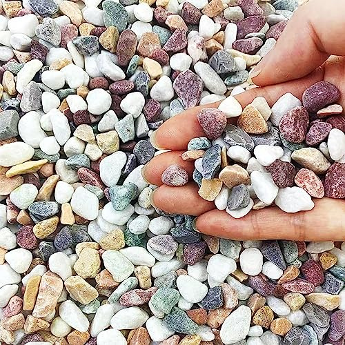 1.5 kg de Gravier Naturel Poli Galets Décoratifs, Pierres Colorées Petit Gravier Décoratif, 3-5 mm Galets Décoratifs Mélangés Gravier de Rivière pour Remplissage de Vase, Pots de Fleurs