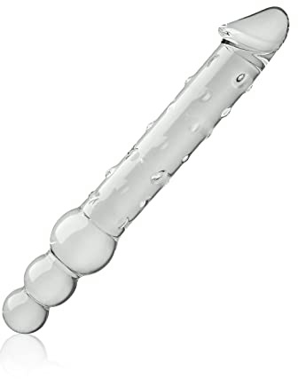 Consoladores dobles de cristal para mujeres, SXOVO Consolador realista de cristal Consolador anal Pene de cristal Plug anal Buttplug Punto G Masturbación Estimulador (S)
