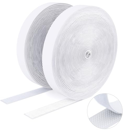 SUTOUG Kardborreband självhäftande extra stark – 20 mm × 8 m – väderbeständig – dubbelsidig – vit ..