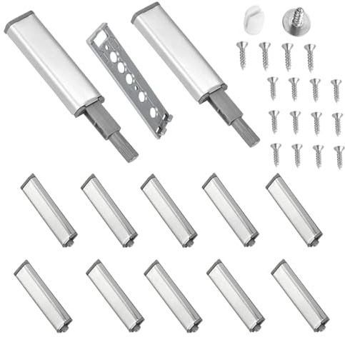 10 Stück Push to Open Drucktüröffner, Schranktür Dämpfer Schrank Ferderschnäpper, Türdämpfer Softclose für Schrank Schubladen (mit 40 Schrauben)