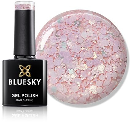 Bluesky Gel Nail Polish 10ml, Glitter Neon 14, Pink Glitter Gel Nail Polish for 21 Day Manicure, Professional, Salon & Home Use, Requires Curing Under LED UV Nail Lamp