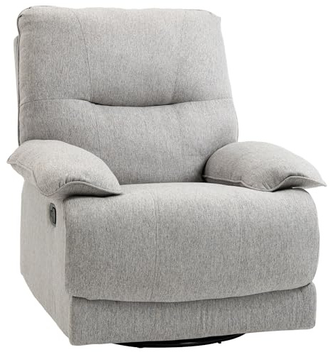 HOMCOM Fauteuil de Relaxation Fauteuil Relax de Salon en Tissu Aspect Lin inclinable manuellement avec Repose-Pied Ajustable Design Moderne Gris Clair
