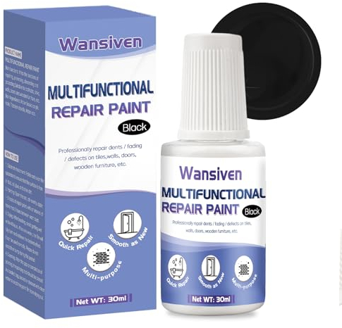 Wansiven Peinture de réparation émail, peinture murale, peinture pour baignoire Répare les petits défauts, Convient aux baignoires, meubles, murs, placards, portes et fenêtres métalliques 30 ml (Noir)