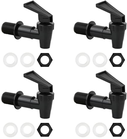 4er Pack Zapfhahn, Auslaufhahn Spender ErsatzhäHne Auslaufhahn Regentonne Wiederverwendbar, FüR Saft-, Kaffee-, Wasserspender, Bierfass, Schwarz