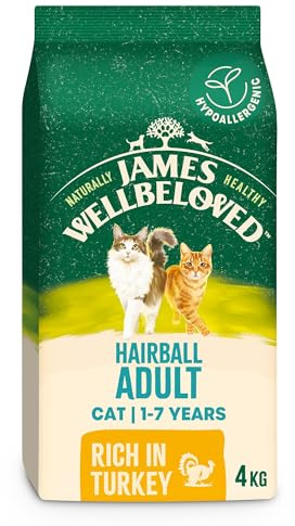 James Wellbeloved Hypoallergenic Dry Cat Food for Adult Cats Hairball Turkey 4 kg