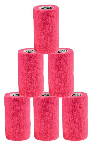 1/3/6 Haftbandagen Größe+Farbe wählbar - selbsthaftende Bandage Fixierverband selbstklebend, Farbe:6 Stück | 10 cm | neonpink
