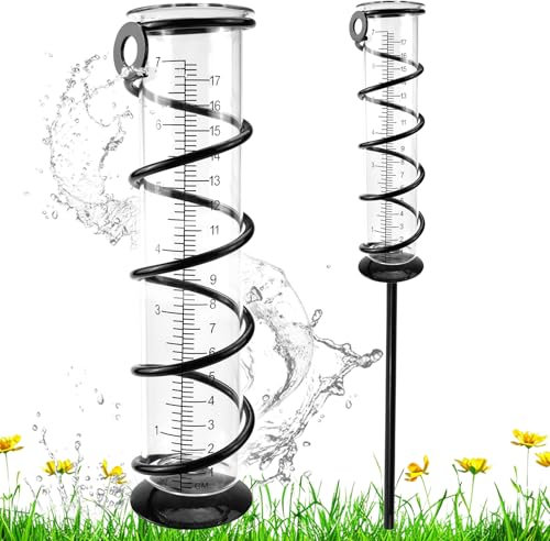 FSWWSF Pluviomètre en Verre pour extérieur, 17 cm, avec Piquet, jauge de précipitations pour Le Jardin, Transparent, pour mesurer l'eau de Pluie