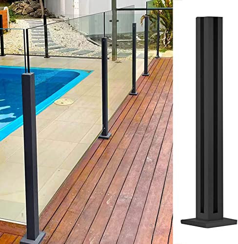 Sistema di ringhiera per balaustra in vetro nero per recinzioni per piscine, pannelli esterni, gradini per garage, 65 cm