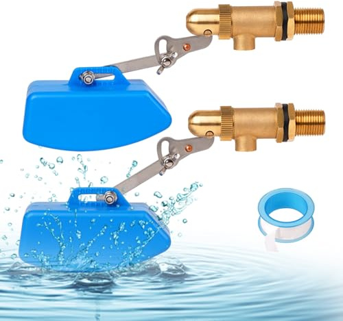MUALROUS 2pcs 1/2 Schwimmerventil Aus Messing Kunststoff-Schwimmer-Wasserventil für Tank-Halterung, Hunde-Wassernapf Kugelhahn mit verstellbarem Arm Abschaltung für Fisch-Aquarium Rinder-Schäfe (2)