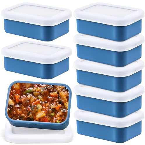 8 Pack 250ml Silicone Soup Freezer Trays with Lids, Food Storage Containers | Reusable Easy-Release Containers for Soup, Stock, Sauce, Broth, Curry, Batch Cooking, Leftovers and Meal Prep
