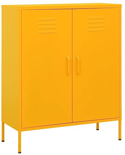 Lagerschrank Senfgelb 80x35x101,5 cm Stahl, Büroschrank Werkstattschrank Aktenschrank Vorratsschrank Geeignet für Schlafzimmer Lagerraum Schule Flur