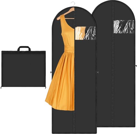 2 Stück Kleidersack 180 x 60 cm,Keidersack Lang, Reisetasche, Verdickte Staubschutzhülle für Anzüge, Faltbare Staubschutzhülle für Kleidung zum Mitnehmen, Lange Hülle für Mäntel, Schwarz