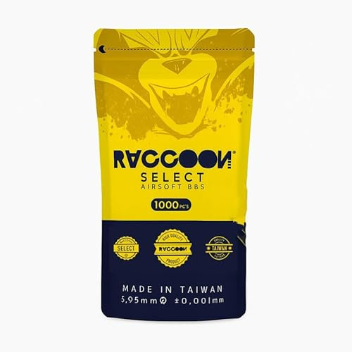 Raccoon Select Bolas para Airsoft, 0,36 g, 1000 Unidades, 6 mm no Bio, Blancas, Pulido, Atascos, sin residuos, para DMR y Sniper