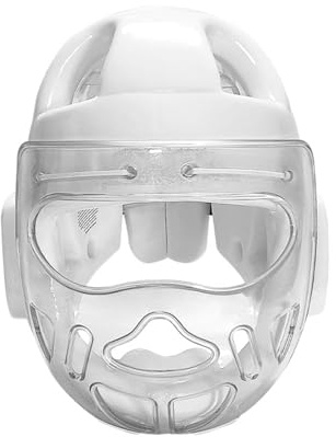 Maschera per karate, casco da boxe, per arti marziali, kickboxing, sparring, S, colore: bianco