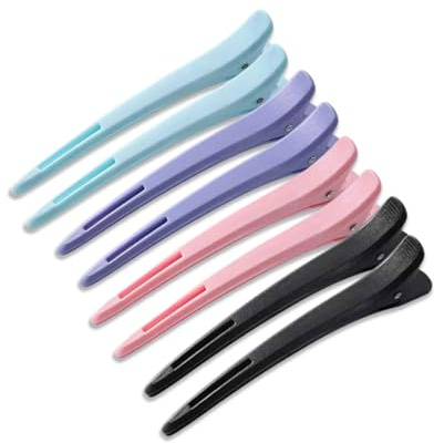 GAJUS 8 Pezzi Fermagli per Capelli Professionali, Pinze a Becco D'Anatra con Banda in Silicone Antiscivolo per Styling Sezione Capelli, Ideali per Parrucchieri - Set Morandi
