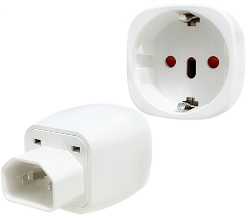 MejaRizon EU auf C14 Stecker, 2 Stück Kaltgerätestecker, C14 auf CEE7, 250V/10A CEE Schuko Adapter, IEC Stecker Geeignet für Rechenzentren, PDU-Einheiten, Kleine Server, Netzwerkgeräte und USV(Weiß)