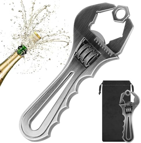 LKKCHER Schraubenschlüssel Bier Flaschenöffner, Papa macht das wieder heil Schraubenschlüssel für Vater Männer Geburtstags Weihnachten Vatertag Geschenk, Wrench Geschenk,Geschenk für Handwerker,Silber