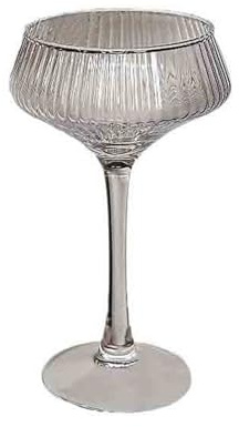 CFY652 Vasos Agua Copas de cristal vintage acanaladas, 200 ml. Elegantes copas transparentes con tallo for cócteles Martini, vino, champán, zumo y postres Vaso de Cristal