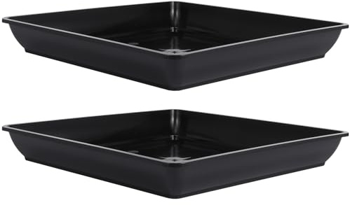 MAGICLULU Platillos para Plantas Cuadrados Negros PP 2 Piezas | Maceta, Uso Interior y Exterior, Evita el Flujo de Agua, Acabado Fino y Resistente