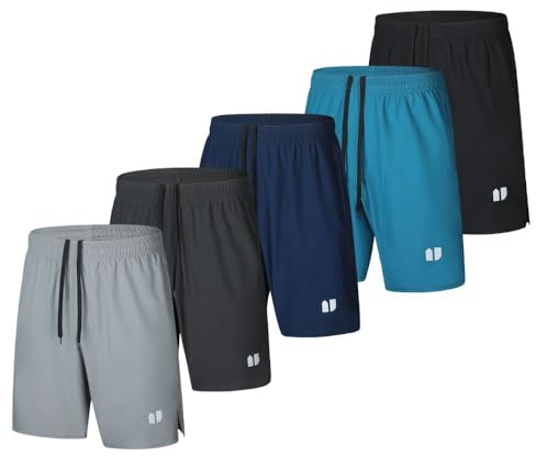Bsrpolry Lot de 5 shorts de course à pied pour homme à séchage rapide pour jogging, shorts de sport pour homme avec poches et taille élastique