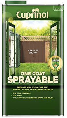 Cuprinol 5 Litre One Coat Sprayable Fence Treatment Harvest Brown